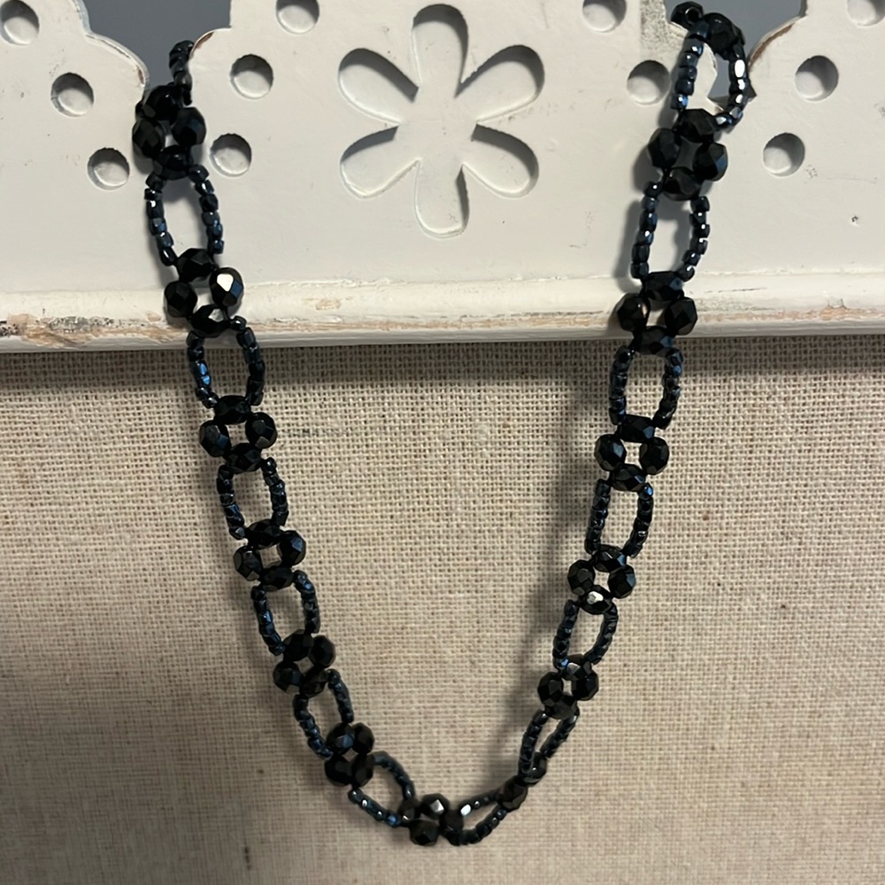 Black beaded choker with extension